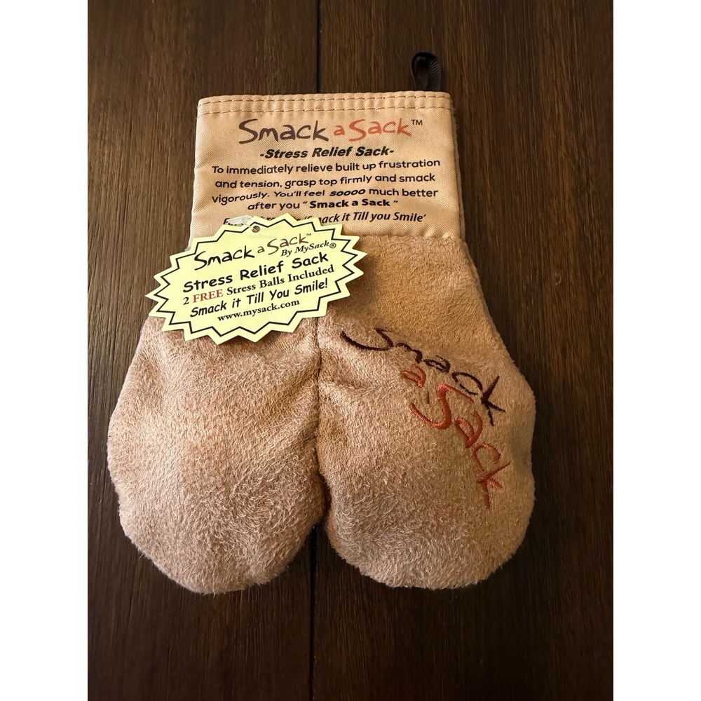 Smack a Sack Stress Relief Sack MySack Tan Novelty Gag Gift with 2 Stress Balls